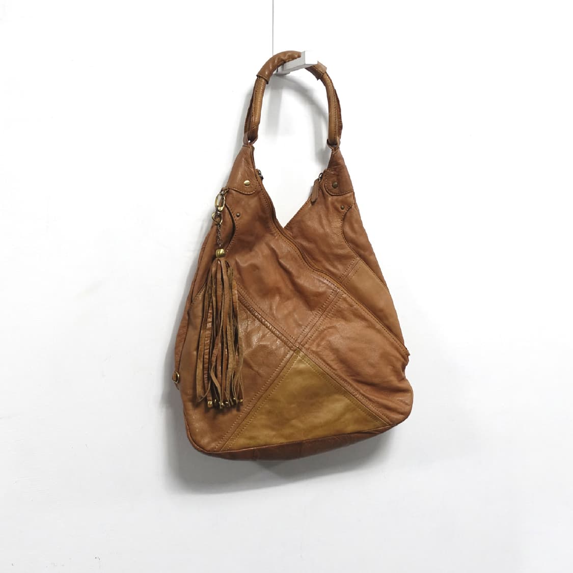 빈티지 태슬 디테일 브라운 레더 오리가미백 상품이미지2