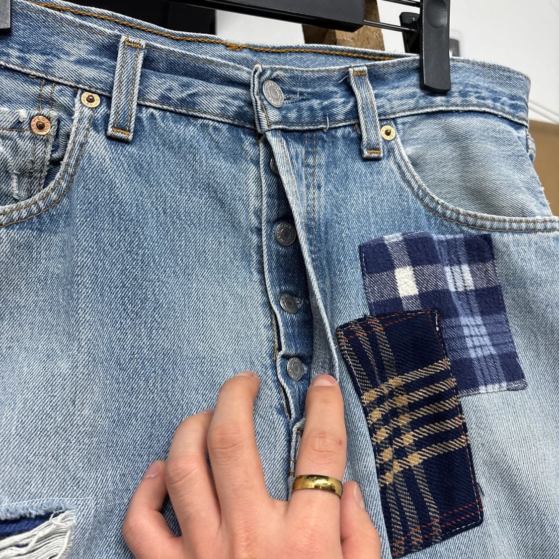 00s 리바이스 501 영국생산 패치워크 커스텀 데님팬츠 N897   상품이미지6