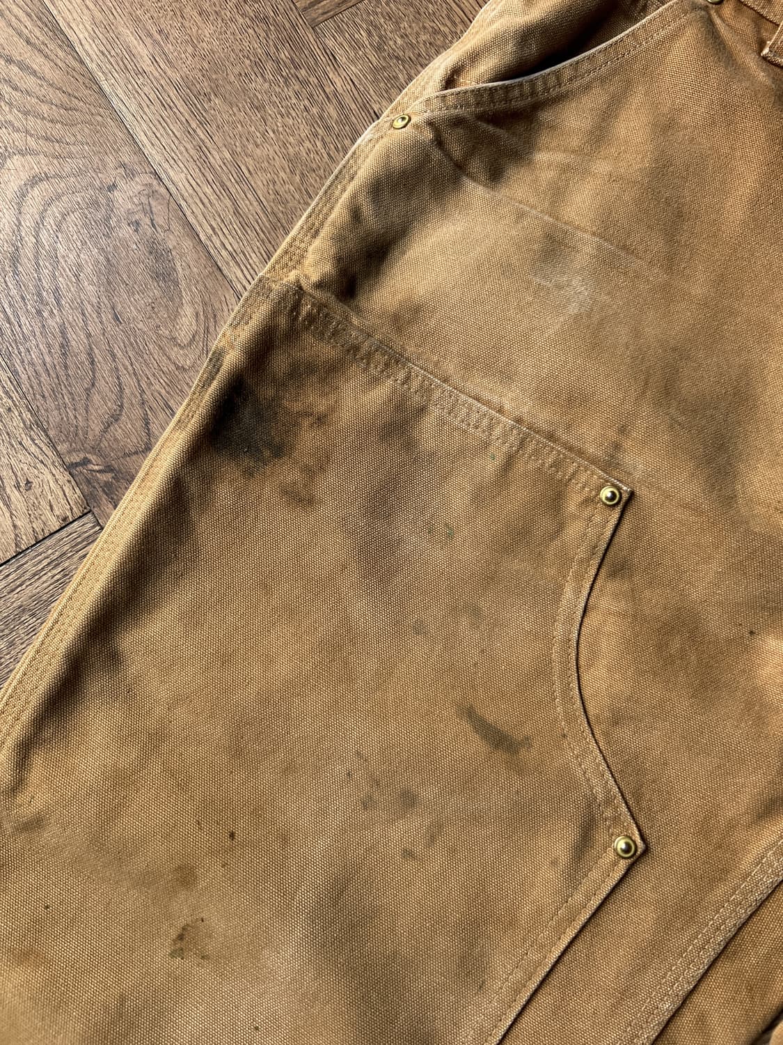 [34]칼하트 Made in USA 더티워싱 브라운 더블니 워크 팬츠 상품이미지6