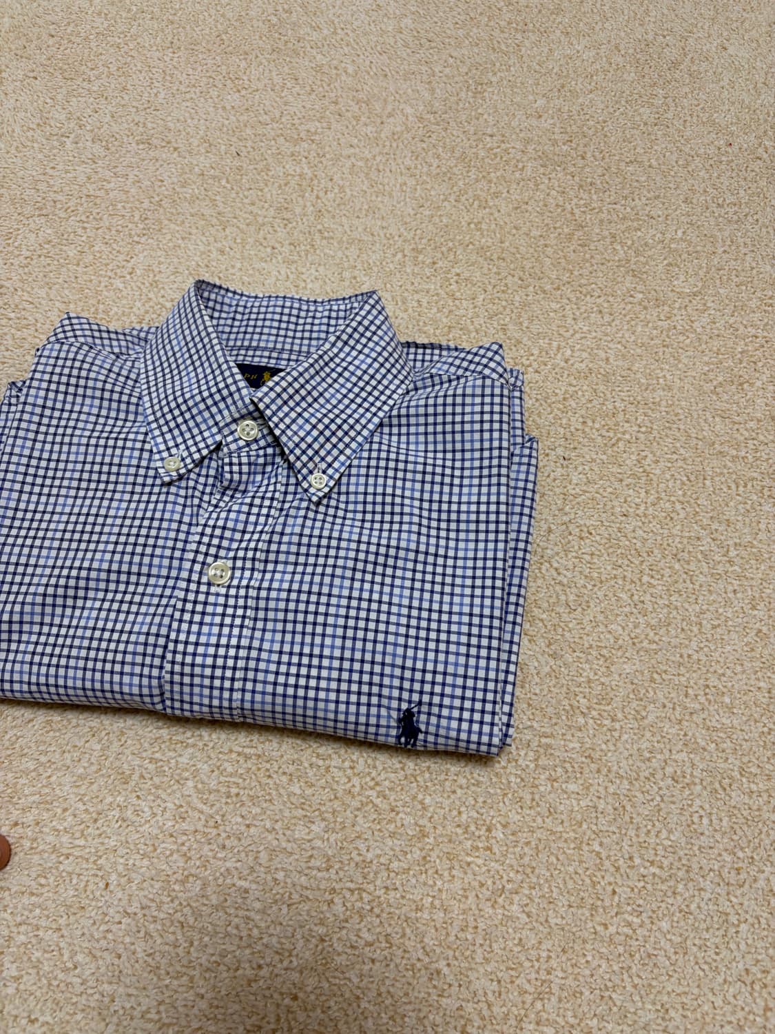 XS, 남여공용) 폴로 랄프로렌 반팔 체크 셔츠 블루 상품이미지2