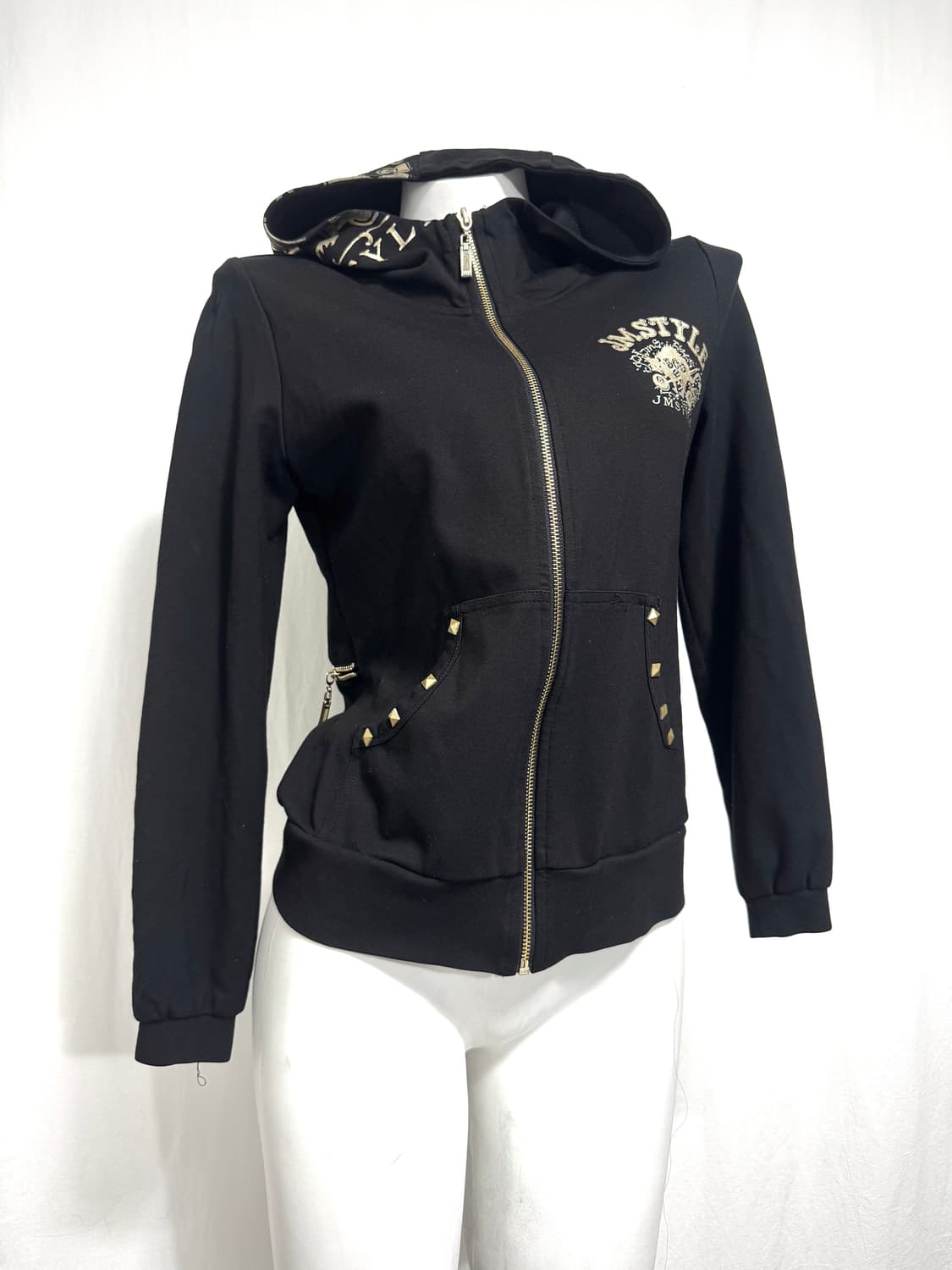 Black gold printing hood zip up 상품이미지1