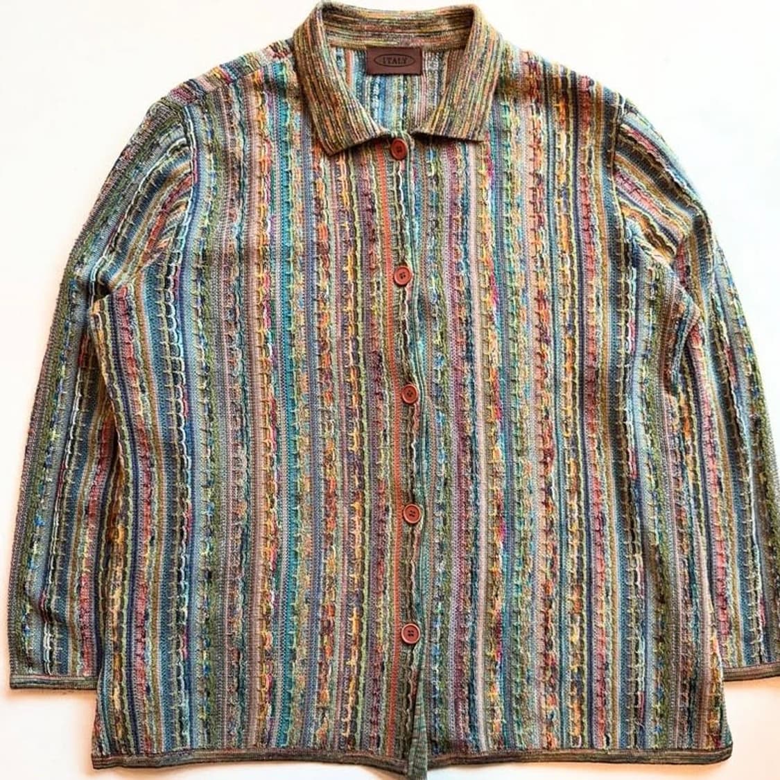 90년대 빈티지 이탈리안 멀티컬러 니트 가디건 상품이미지1