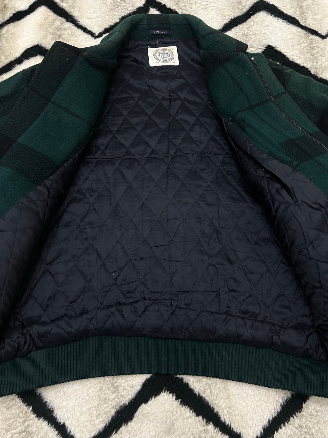 [실측2XL]제이프레스90s 버팔로 체크 울 봄버 자켓/그린 상품이미지4