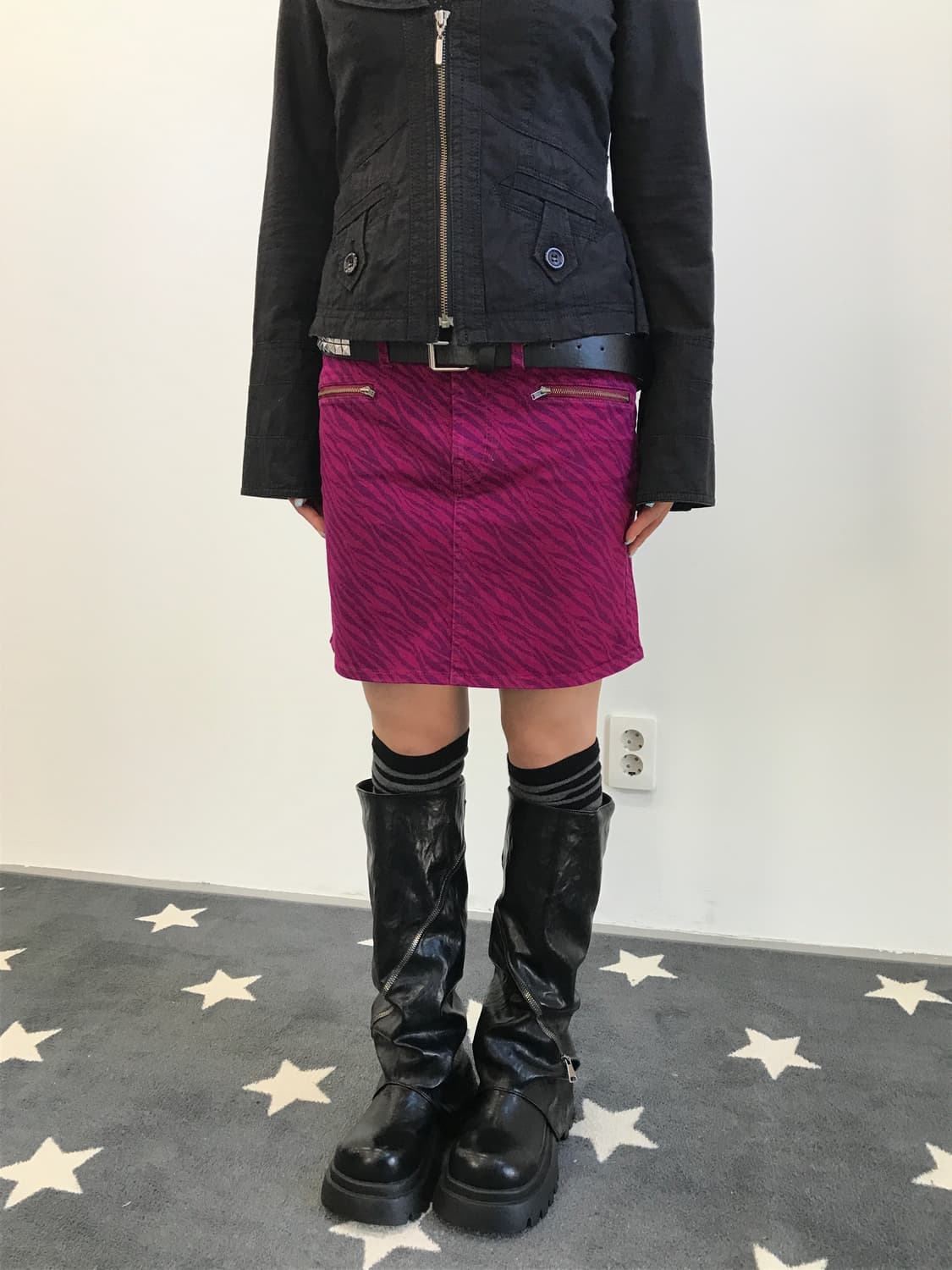 'UNIQLO' Y2k Zebra Print Mini Skirt 상품이미지1