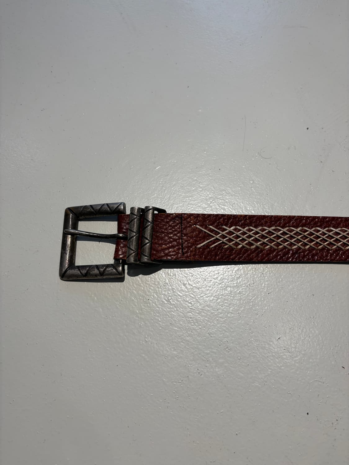 웨스턴 핸드스티치 크로스 패턴 벨트 상품이미지3