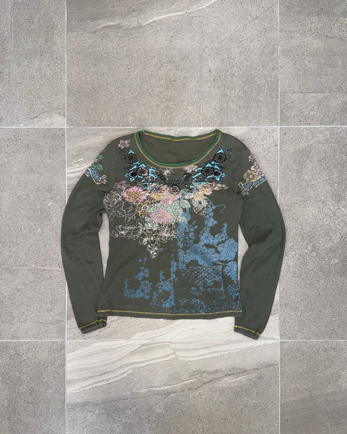 Khaki oriental fairy floral cubic sleeve 상품이미지1