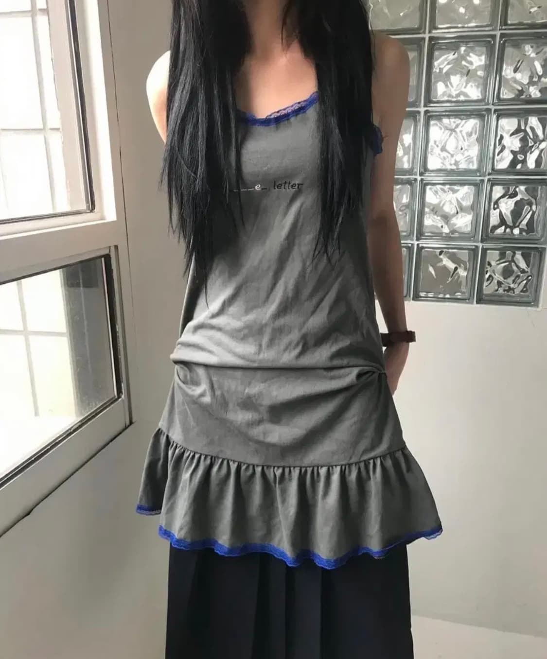 오스하이 레이스 버튼 드레스 원피스 카키  상품이미지3