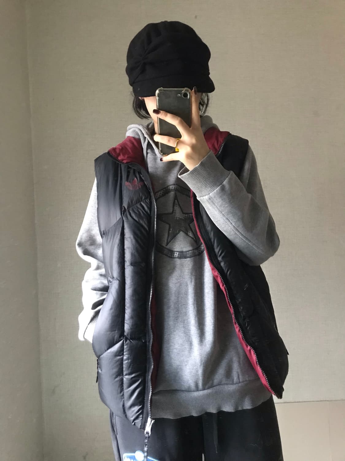 아디다스 블랙 버건디 파이어버드 패딩조끼 상품이미지1