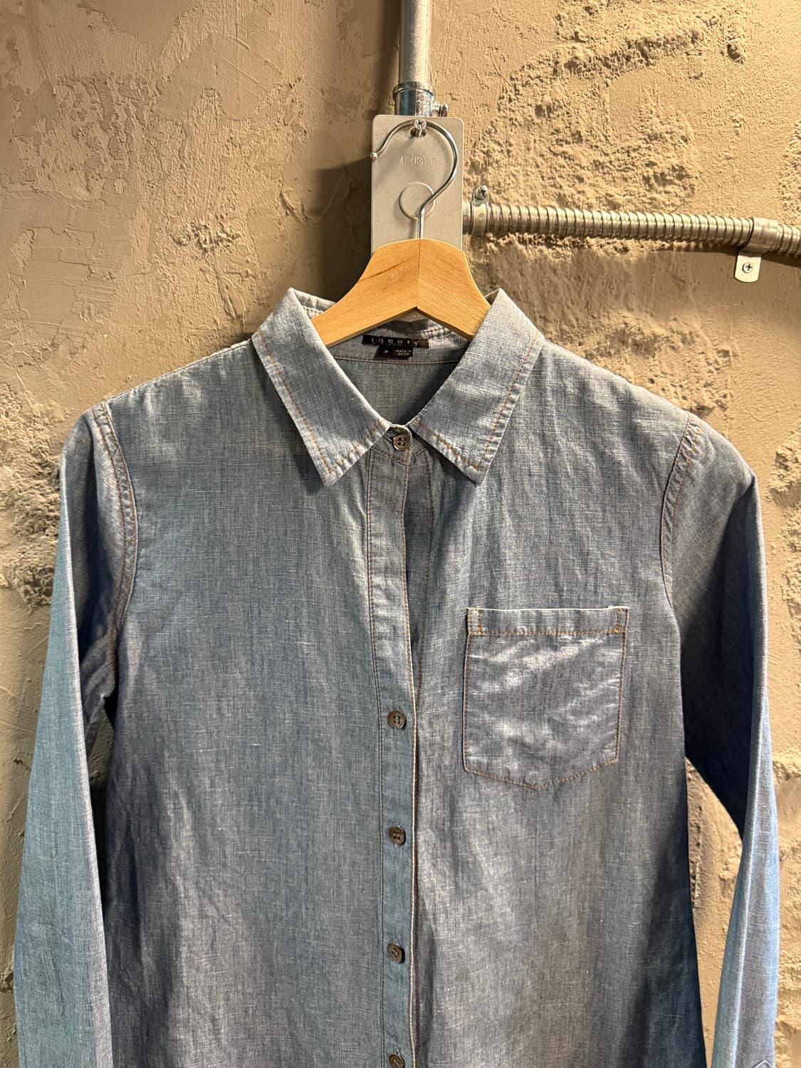 S 띠어리 Theory 코튼 린넨 셔츠 데님블루 상품이미지4