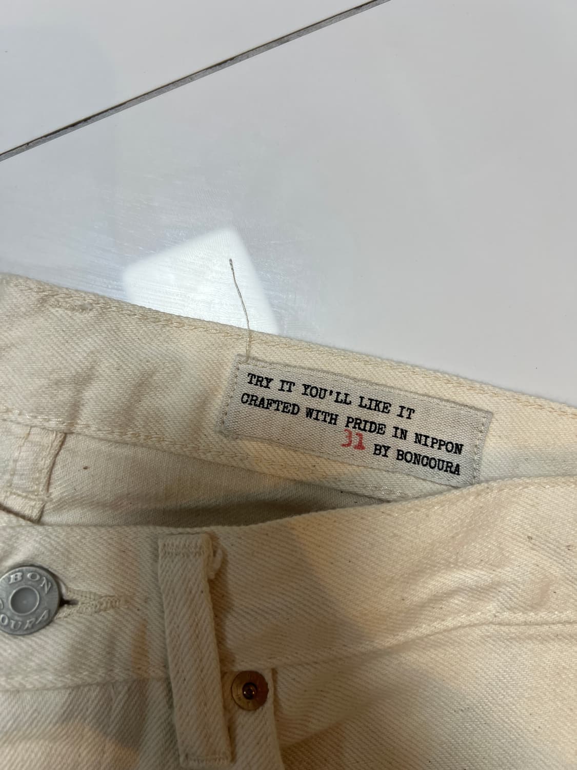 택포15) 본쿠라 66 에크루 셀비지 데님팬츠 크림진 29 상품이미지6