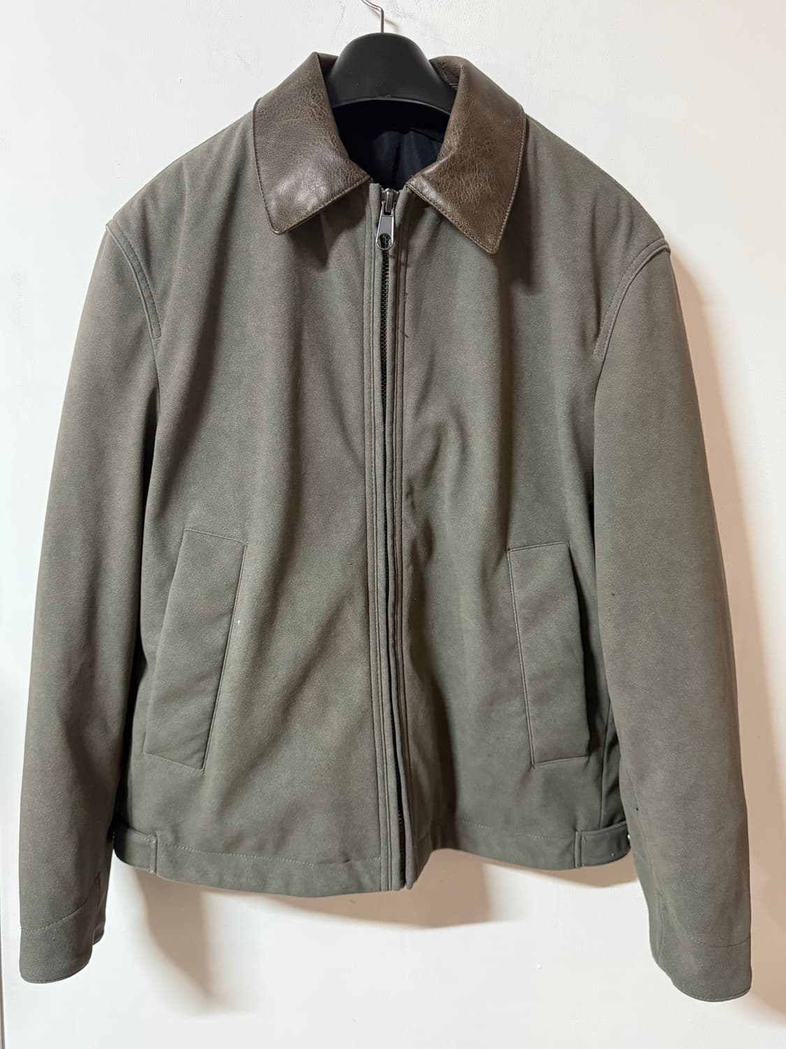 자라 ZARA 스웨이드 배색 카라 집업 자켓 카키 상품이미지2