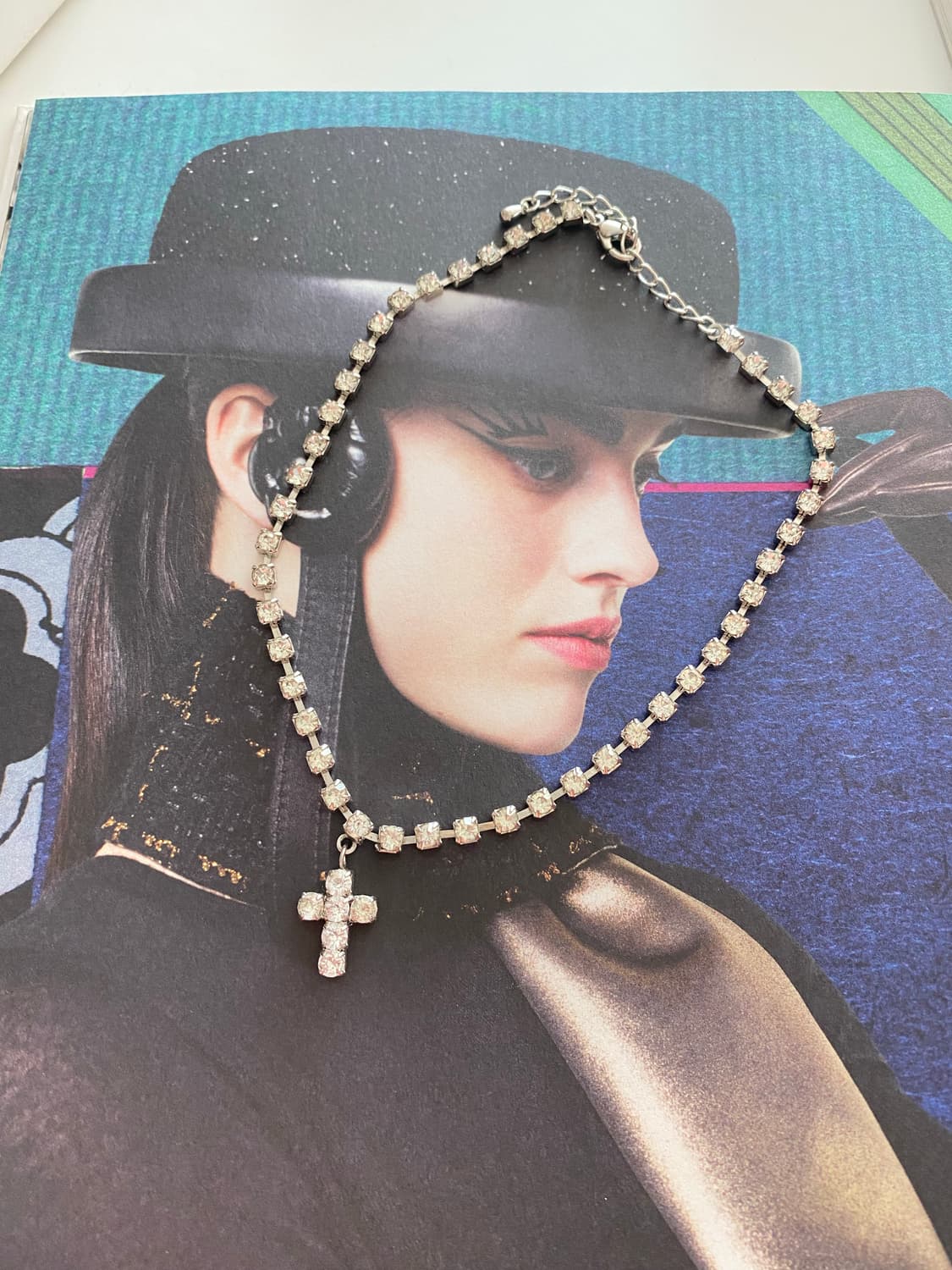 빈티지 십자가 큐빅 목걸이 초커 y2k 주얼리 악세사리 상품이미지4