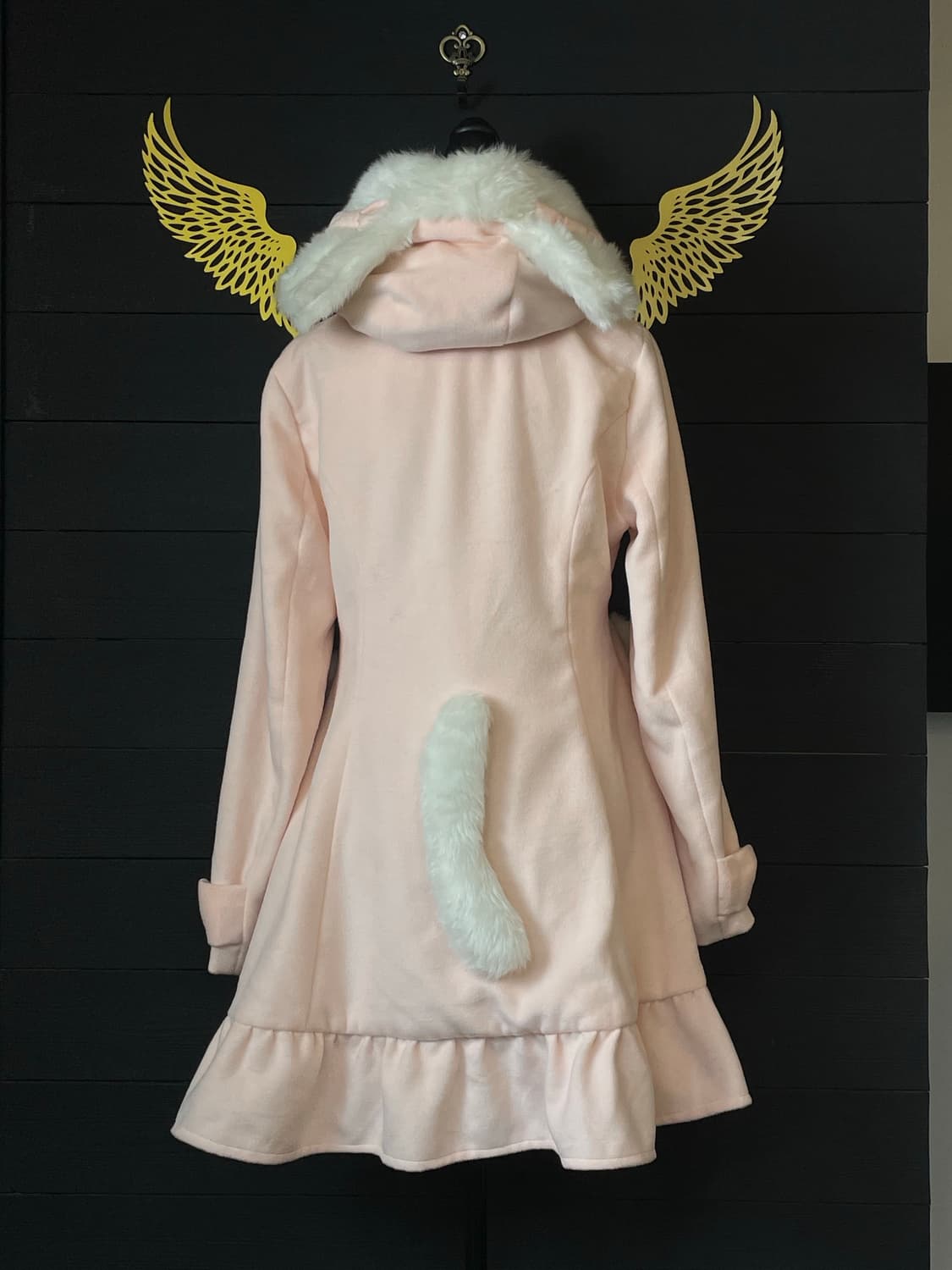 DEARY 디어리 네코미미 고양이귀 퍼 리본 핑크 갸루 코트 상품이미지2