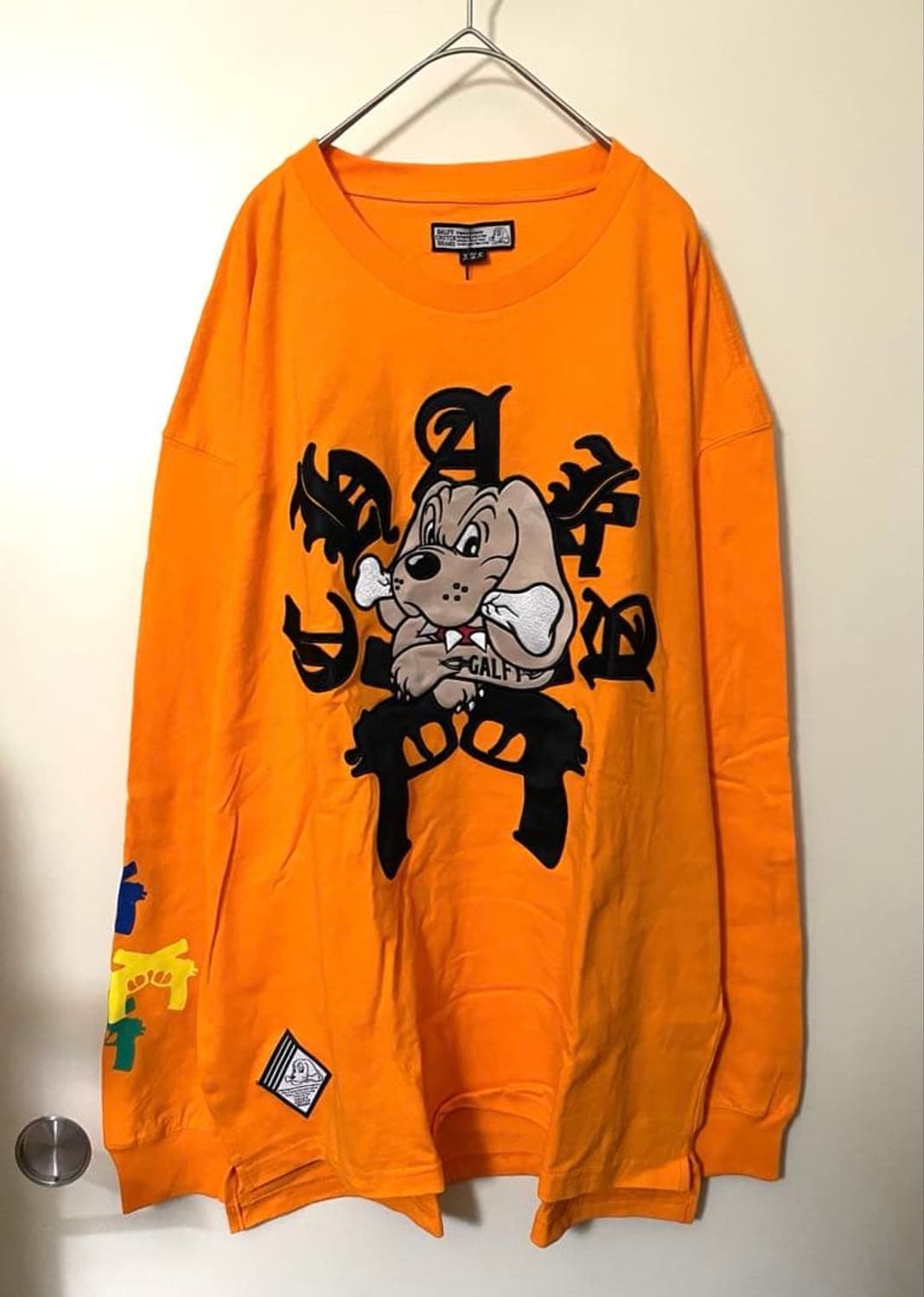 일본브랜드 GALFY 불독 자수 프린팅 긴팔 티셔츠 XL 상품이미지1