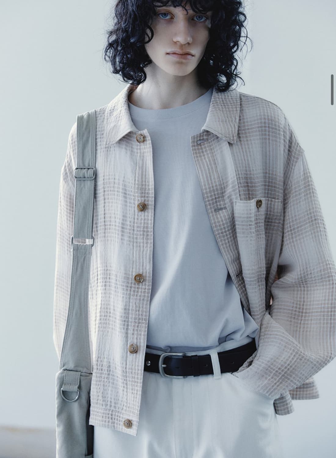 인사일런스 린넨 체크 자켓 BEIGE CHECK L사이즈 상품이미지2