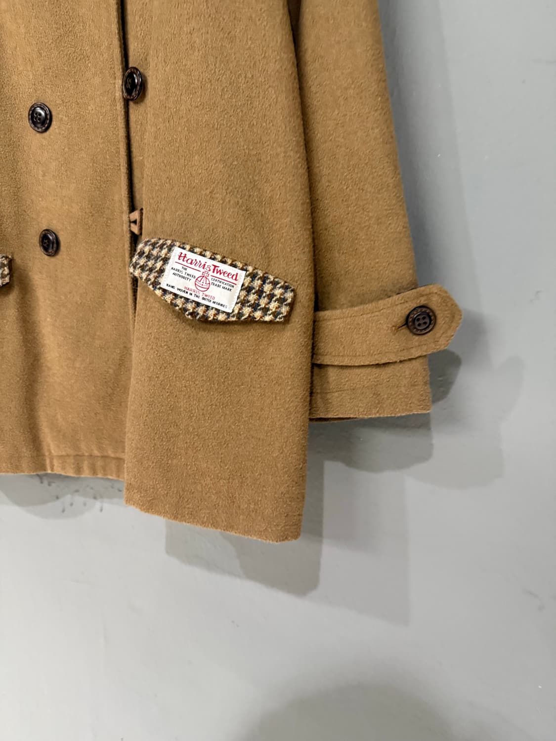 Harris tweed detail double button coat 상품이미지8