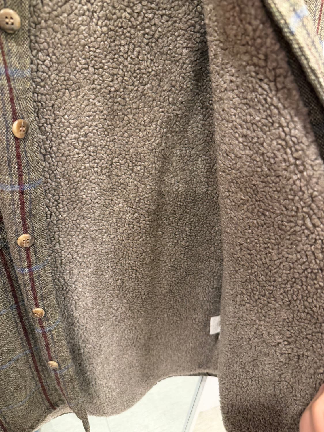 Vtg 빈티지 쉐르파 울 체크 셔츠 (Fabric by Italy) 상품이미지5