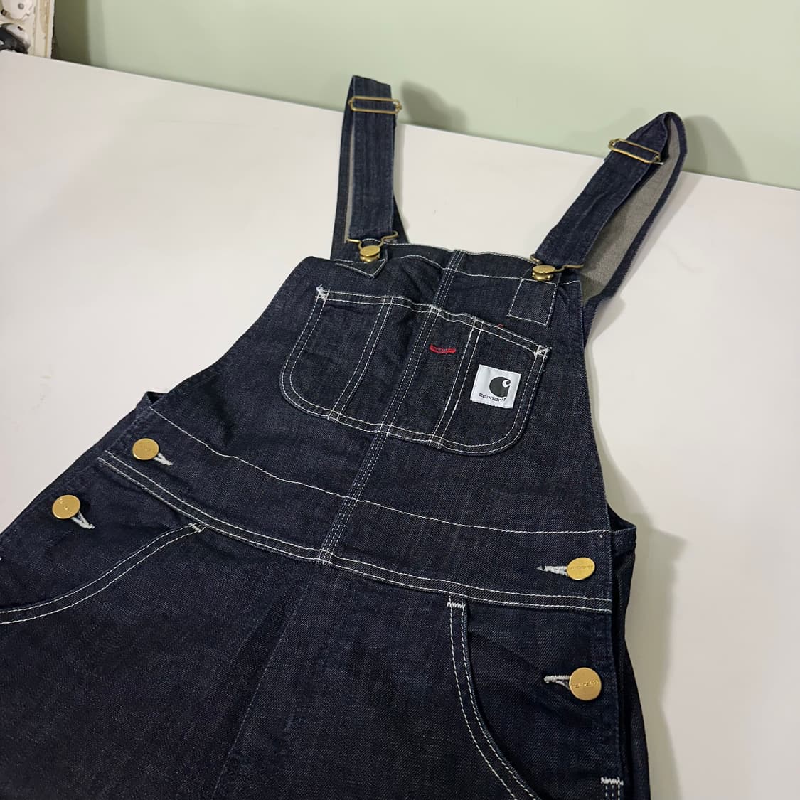 우먼S 칼하트 생지 W' BIB 데님 오버롤 멜빵바지 상품이미지2