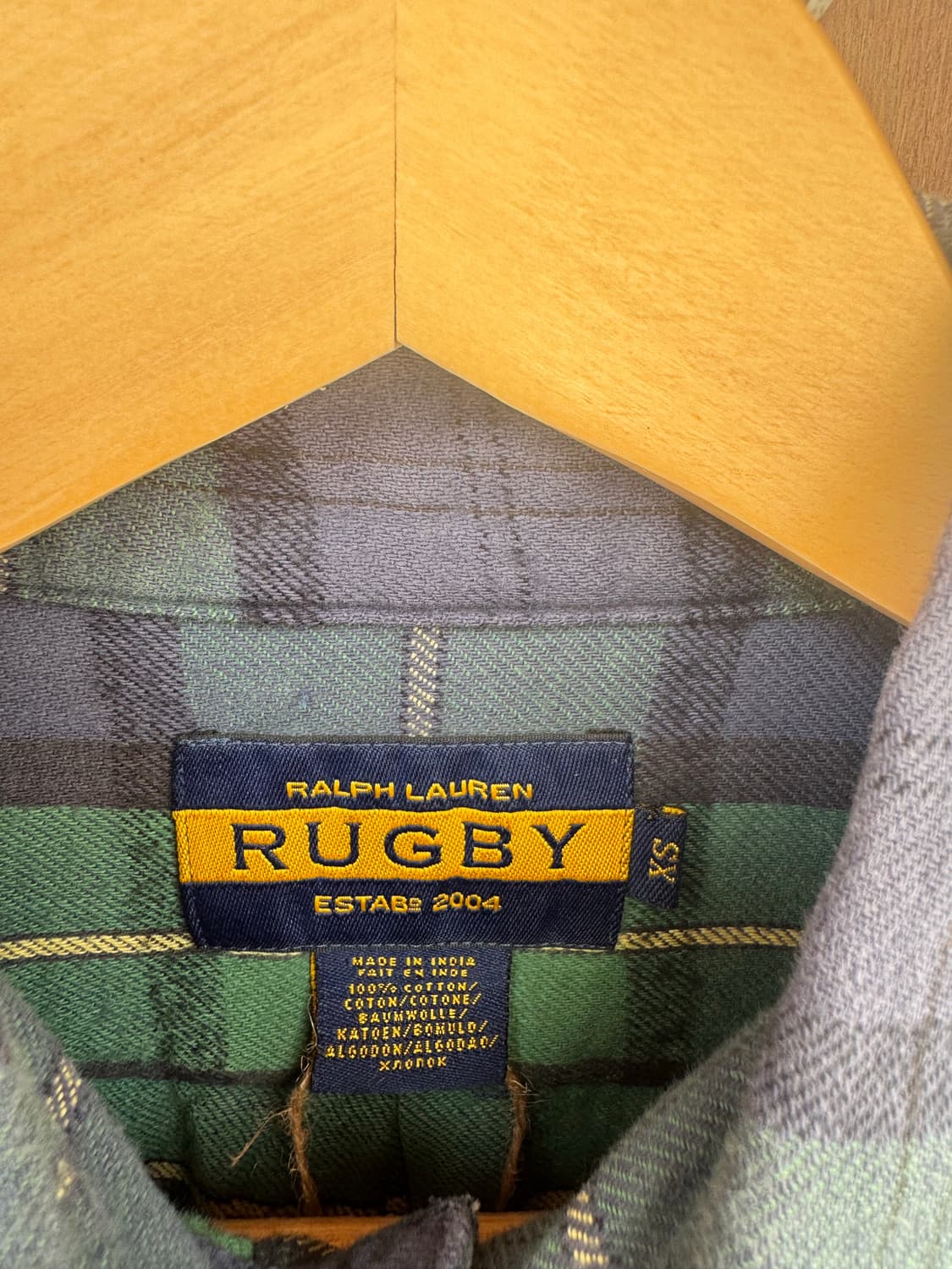 폴로 랄프로렌 RUGBY 럭비라인 그린 네이비 체크 셔츠 S 상품이미지2