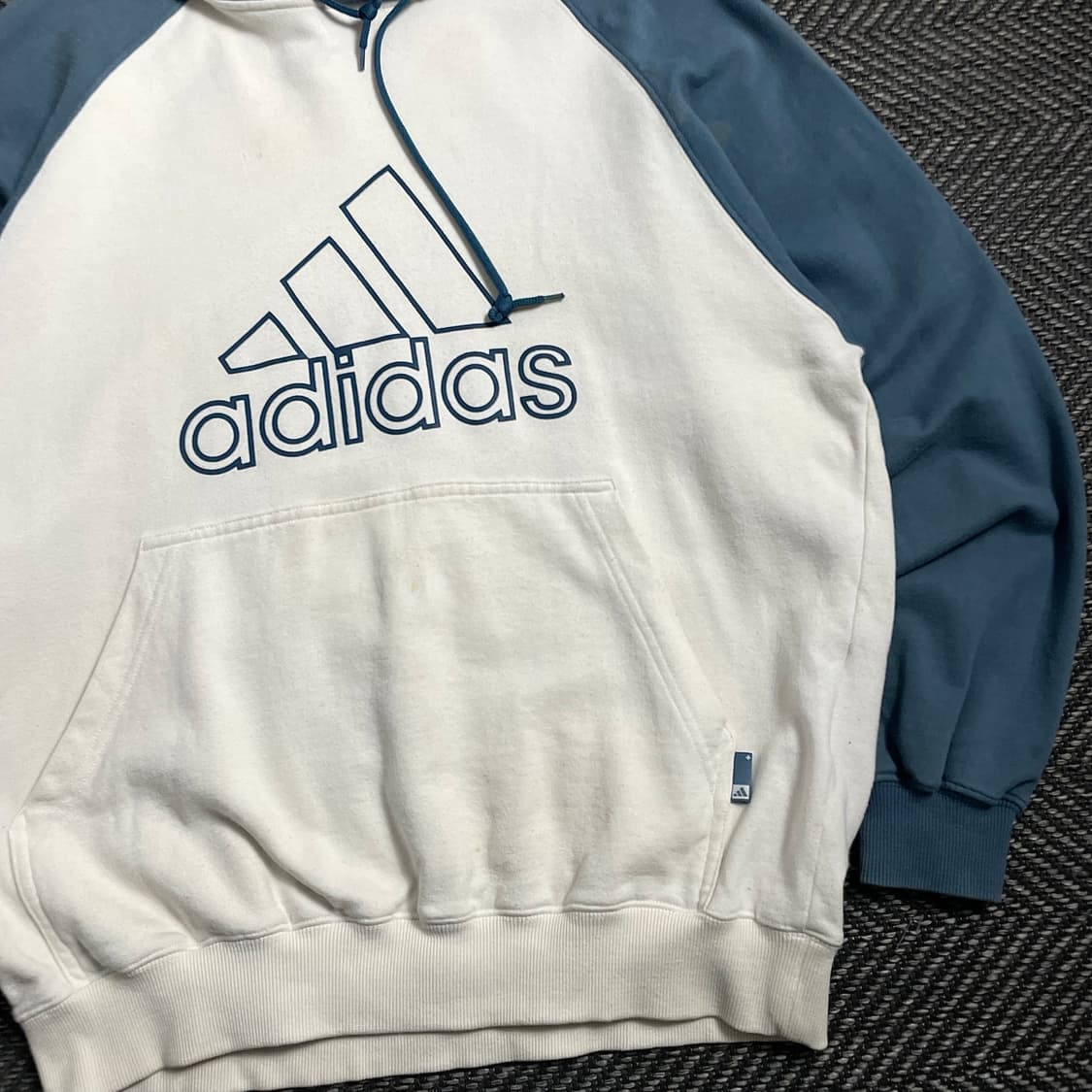 00s 아디다스 빅로고 배색 후드 티셔츠o 4032 상품이미지3