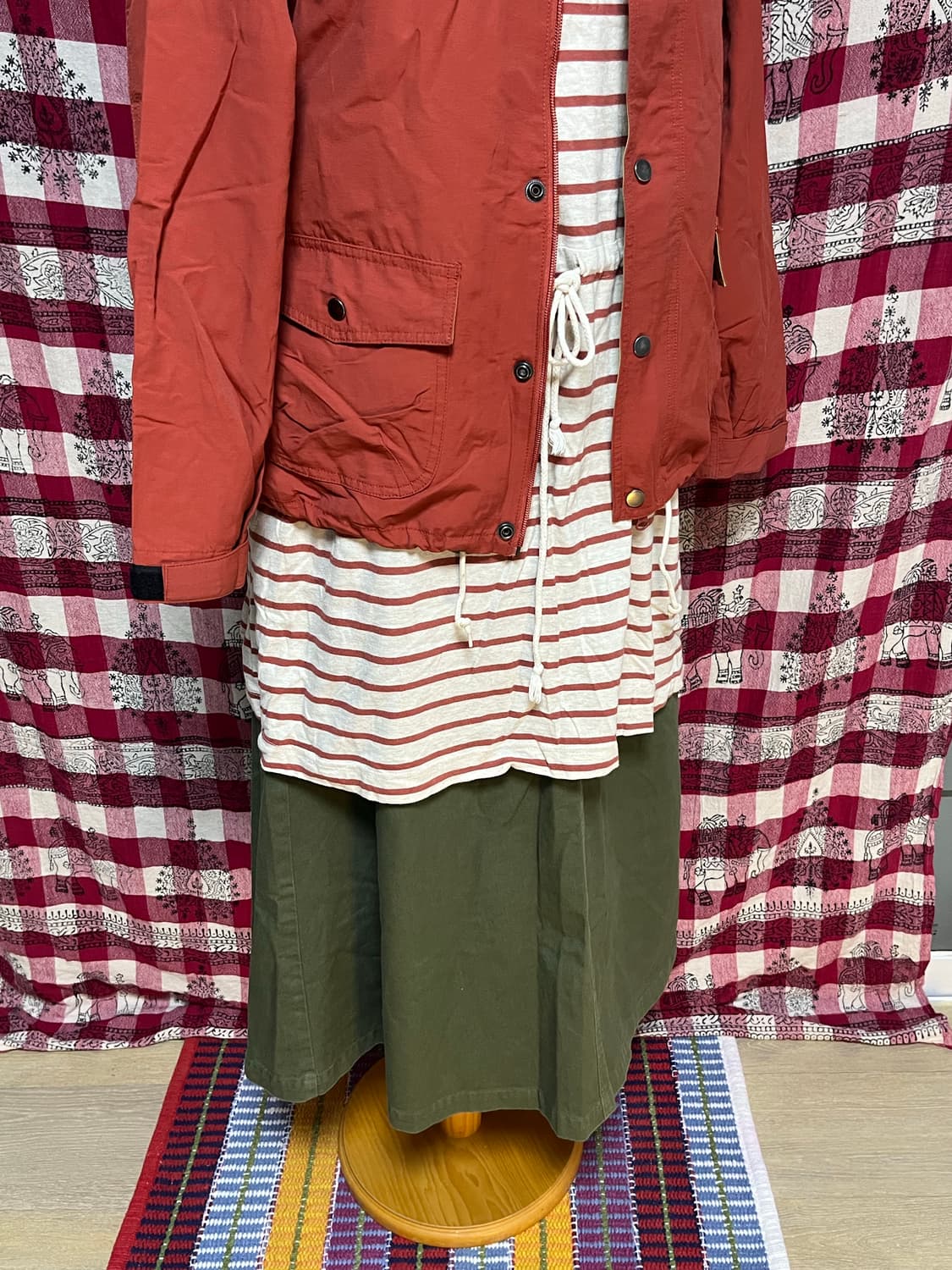 카키 A라인 롱스커트 상품이미지2