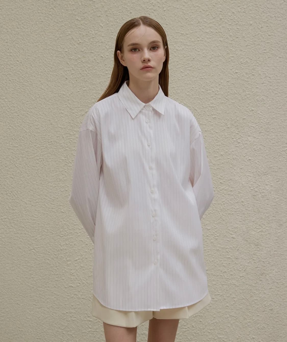 노머 스트라이프 베이직 셔츠 버건디 상품이미지1