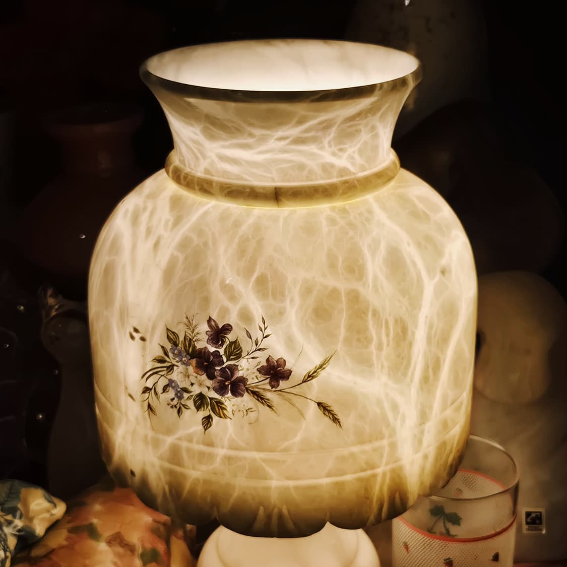 70s 스페인 알라바스타 플로랄 레이스 스탠드 램프 상품이미지6