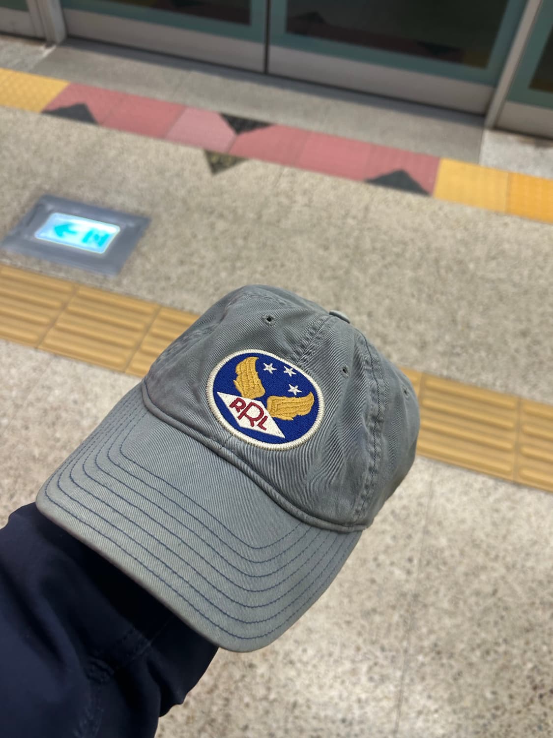 rrl 더블알엘 가먼트 다잉 트윌 블루 윙로고 볼캡 상품이미지1