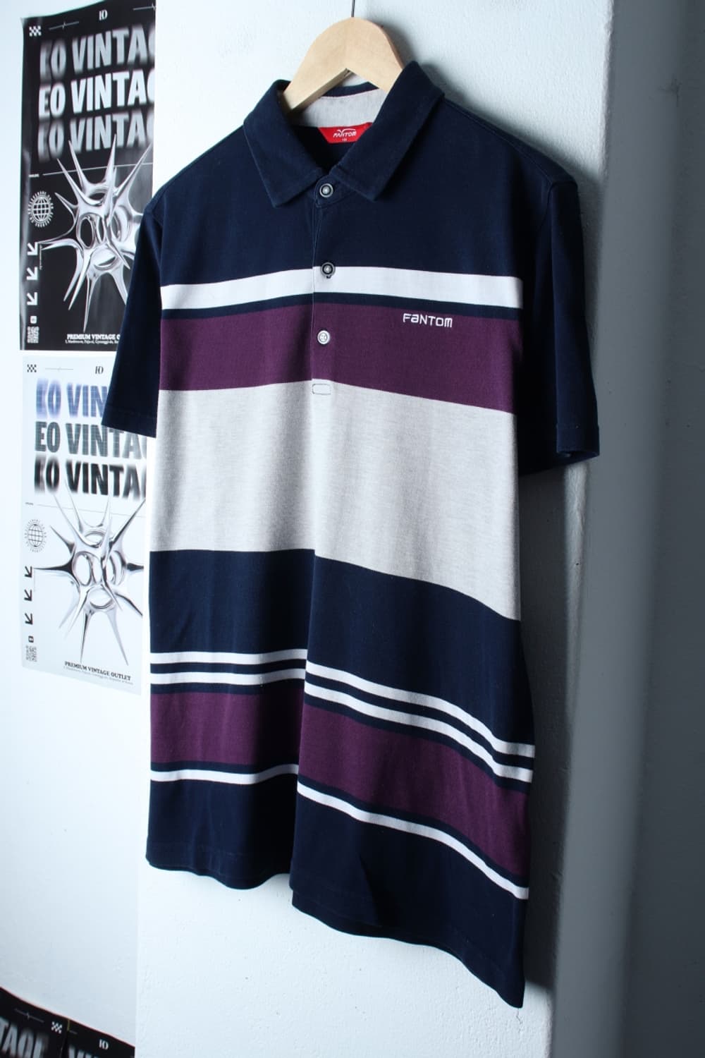 (L-XL) 팬텀 반팔 카라 티셔츠 골프 스트라이프 컬러믹스-H30465 상품이미지1