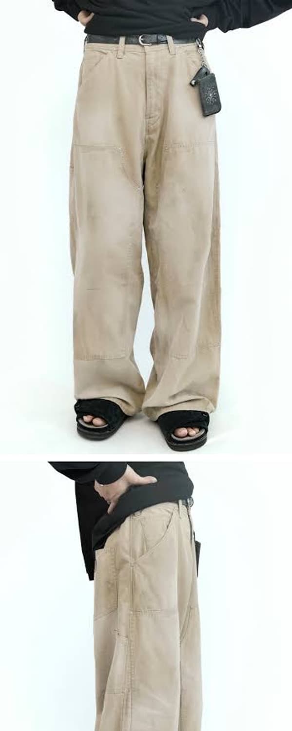 폴리테루 하드 워시드 더블니팬츠 베이지 4 상품이미지2