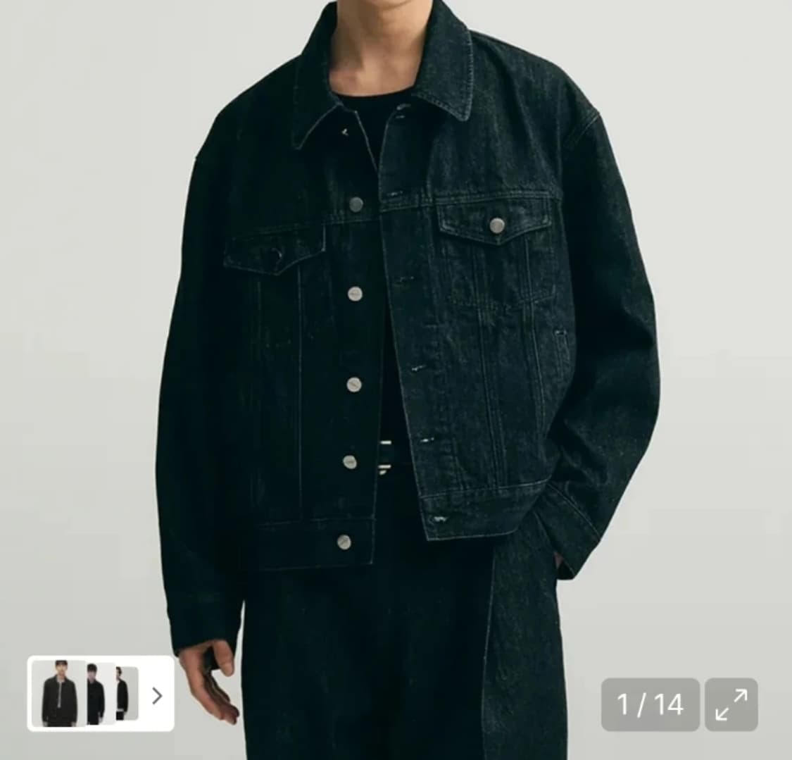 노이어 오버핏 크롭 데님자켓 (블랙) 상품이미지1