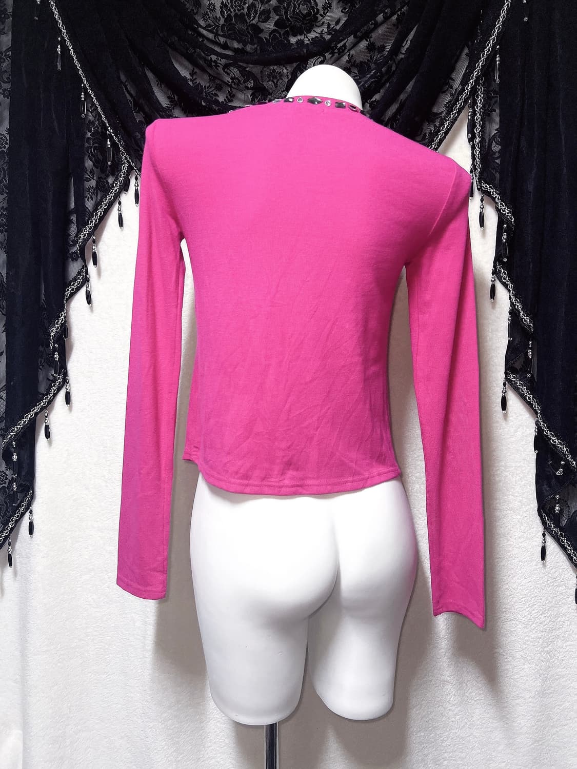 마젠타 핑크 히메갸루 오네 로맨틱 로걀 큐빅 가디건 볼레로 섹시 핀터 상품이미지8