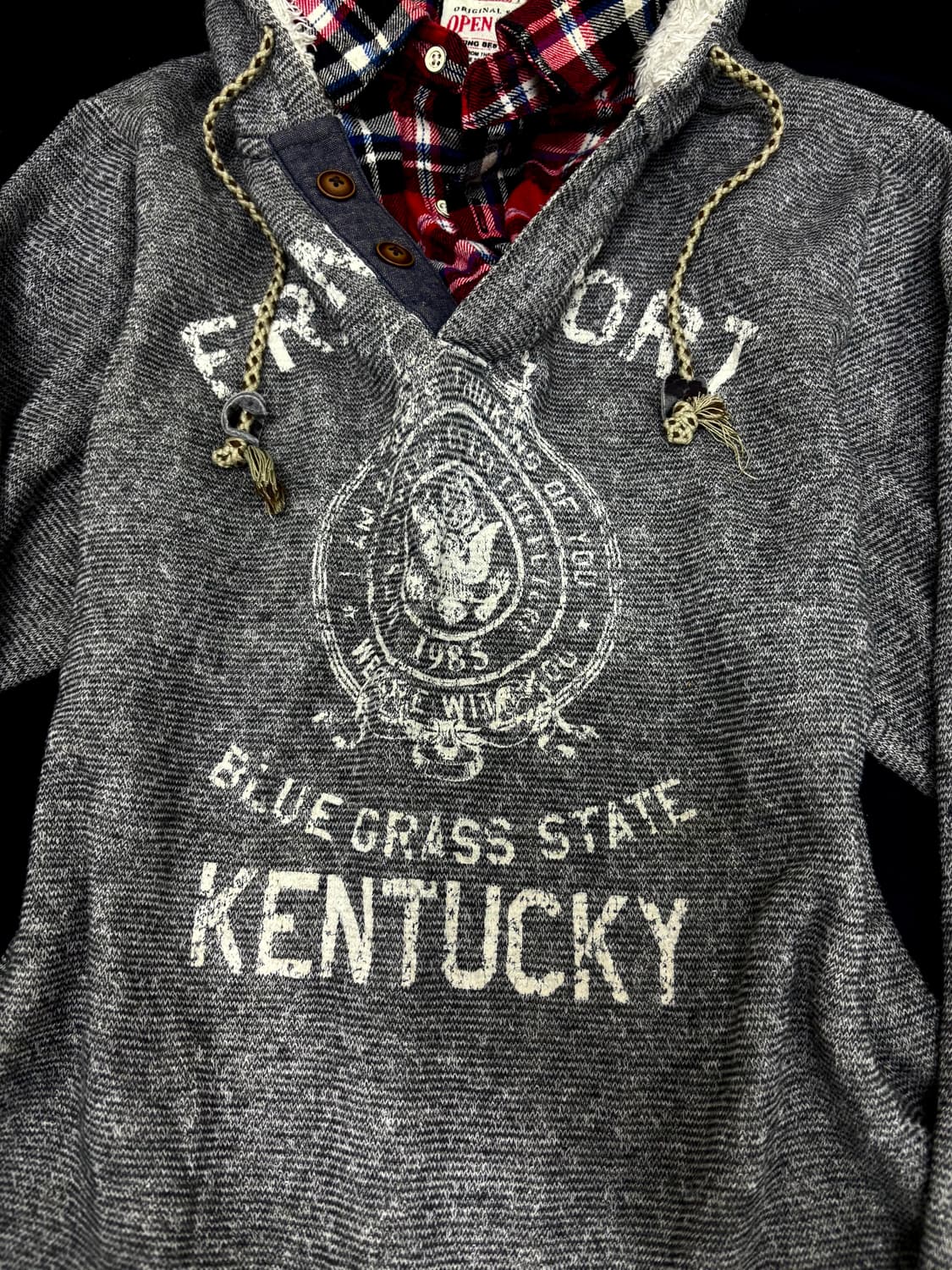 y2k Print Check Layered Hoodie Sleeve 상품이미지6