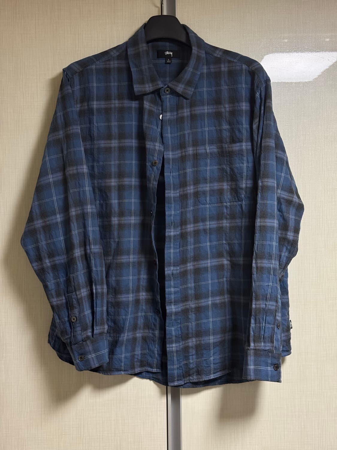 [L] 스투시 비치플레이드 셔츠 블루 상품이미지2