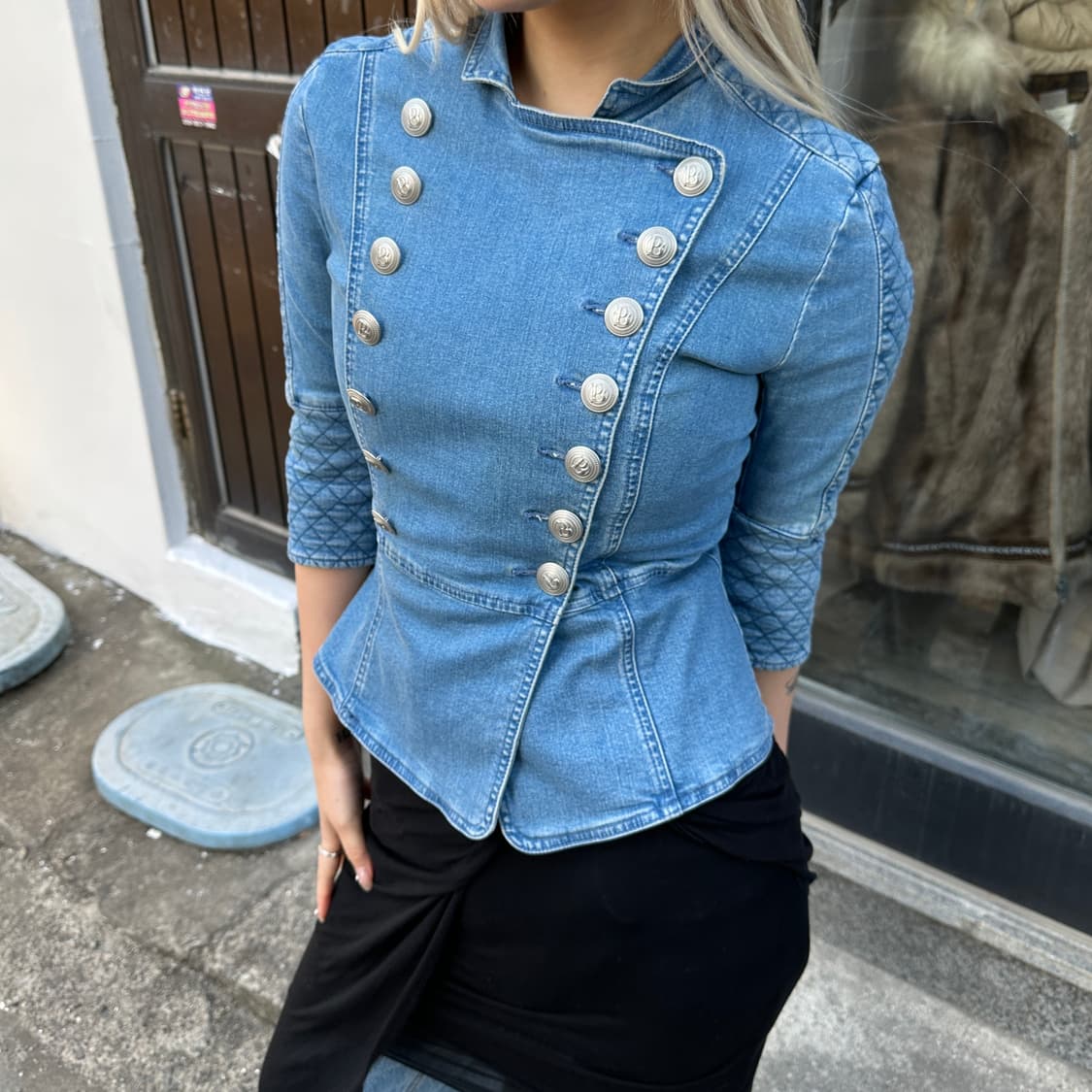 (레어) 2010 아카이브 발망 데님 나폴레옹 버튼 자켓 상품이미지7