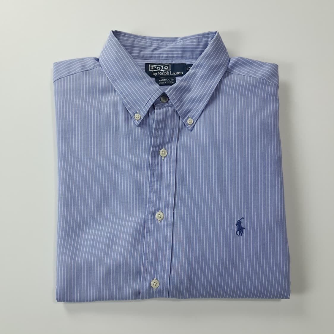 CK546 XL 폴로 90s 홍콩판 블루 핀스트라이프 셔츠 남방 상품이미지7