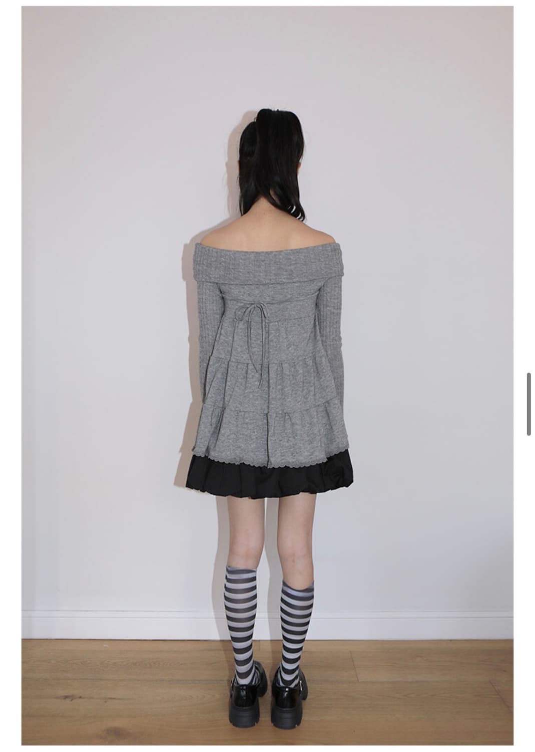 노피셜노피스 캉캉 오프숄더 탑 그레이 상품이미지2