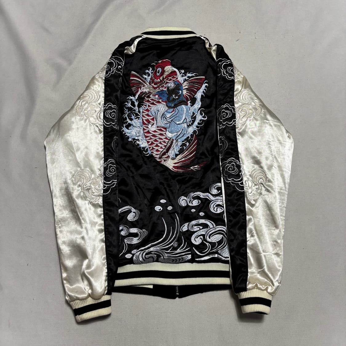 XL jpn 잉어 자수 리버시블 블랙 스카쟌 상품이미지3