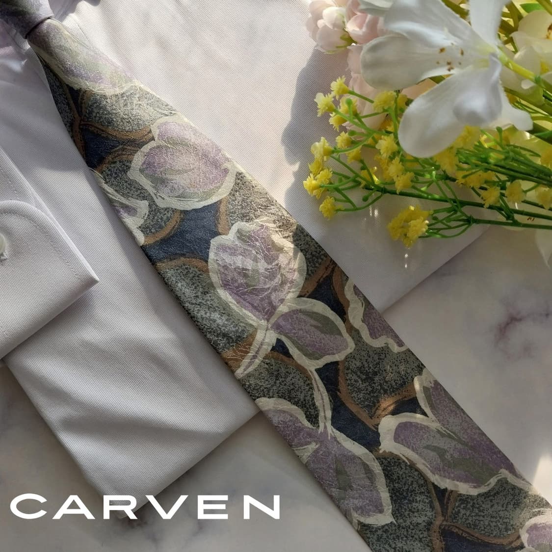 까르뱅 실크 카키 플로럴 아트 넥타이 9.4cm A+~A등급 K1490
 상품이미지1