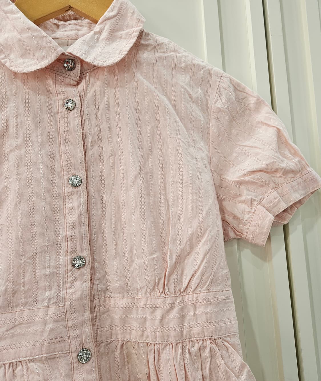 핑크색 퍼프 반팔 블라우스 상품이미지4