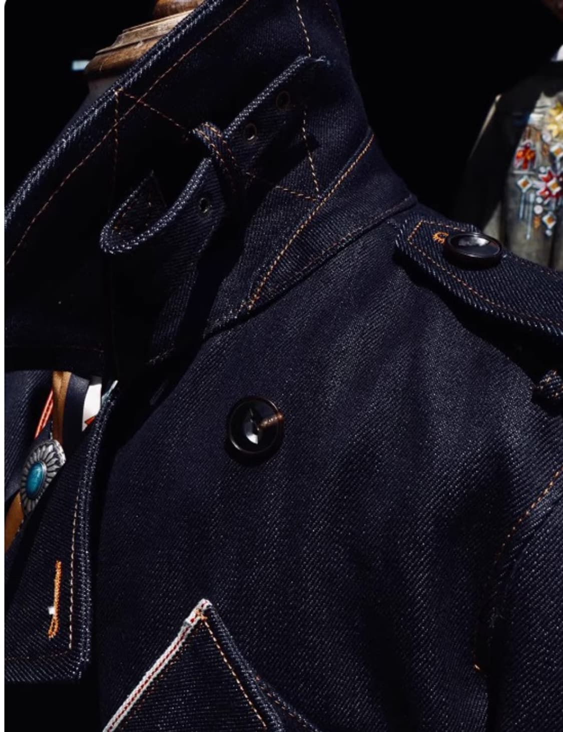 WW1 22oz 밀리터리 헤비웨이트 트렌치 코트 데님 / 2xl 상품이미지4