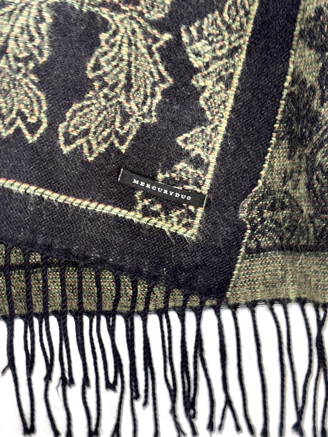 MERCURYDUO 자카드 패턴 숄 머플러 / Khaki Black 상품이미지2