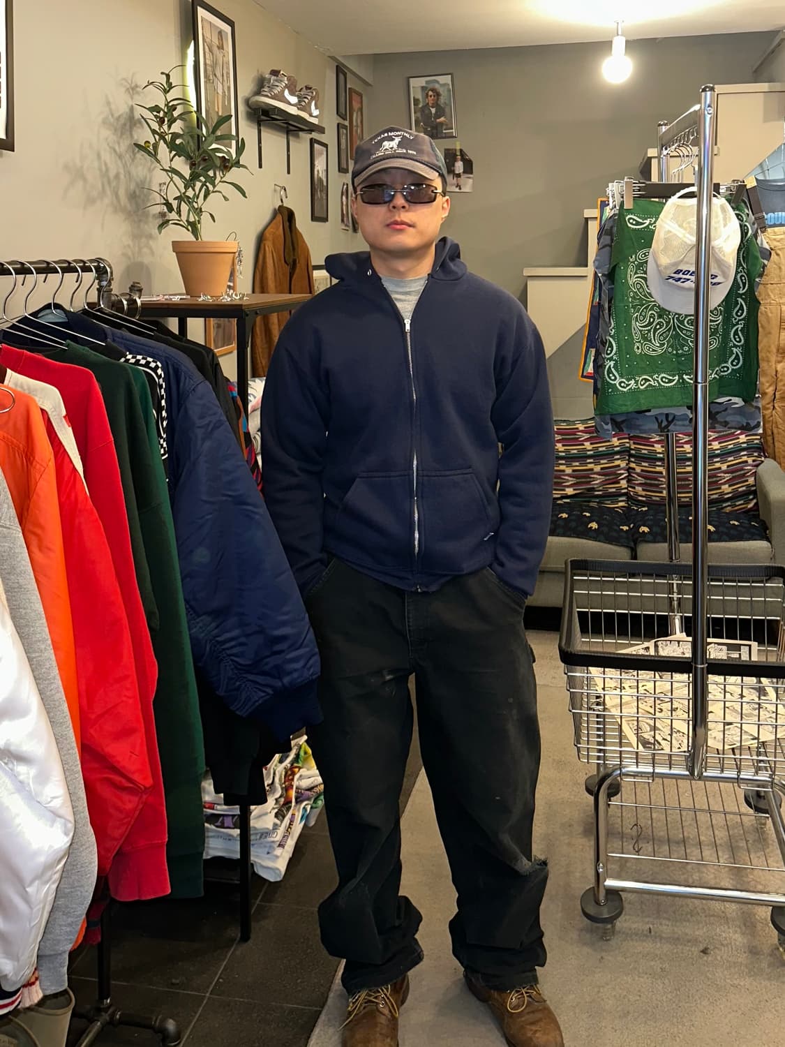 90’s Discus Athletic plain navy hood zip 상품이미지1
