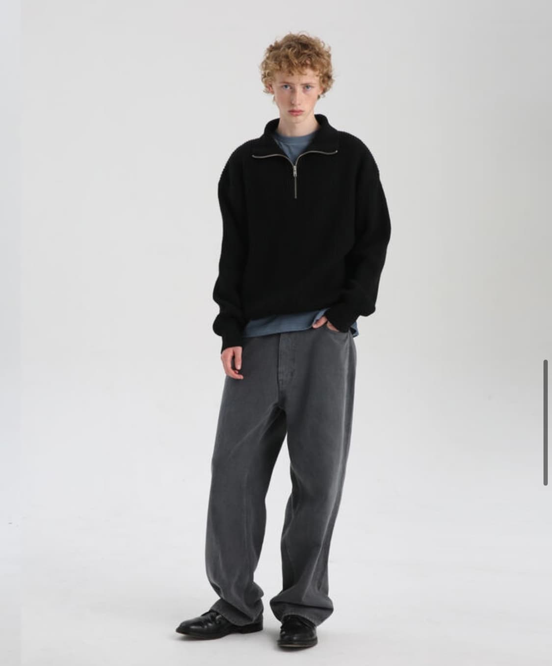 마티스 더 큐레이터 하프 니트 집업 블랙 3 상품이미지4