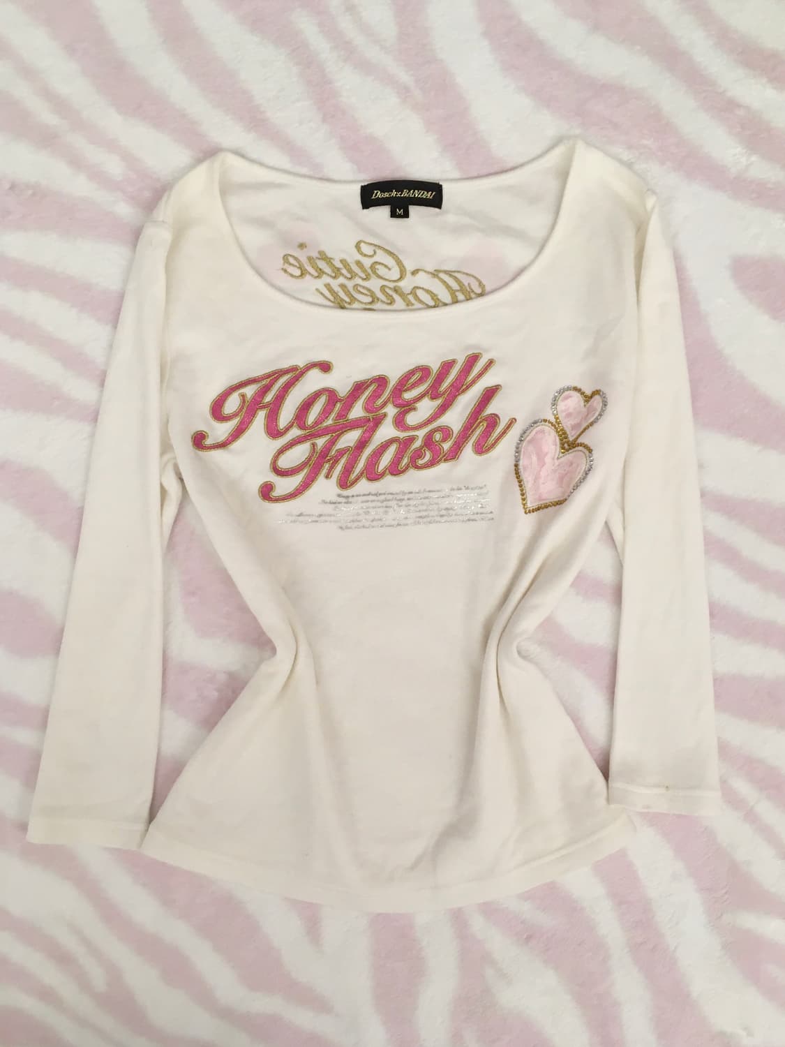 헤이세이 히메갸루 망사하트 글리터 레터링 티셔츠 상품이미지1