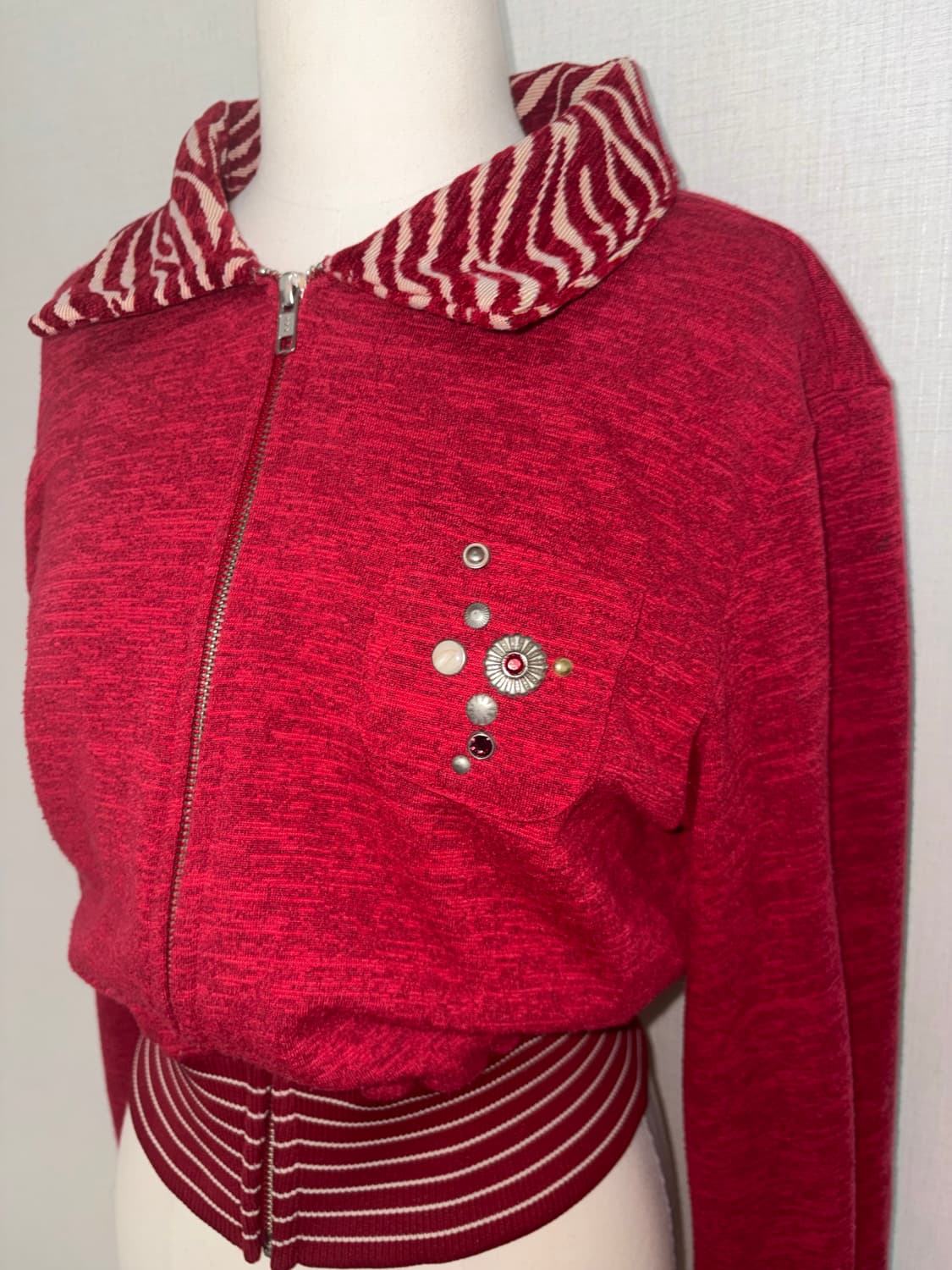 다잉브리드 집업 가디건 레드 상품이미지1