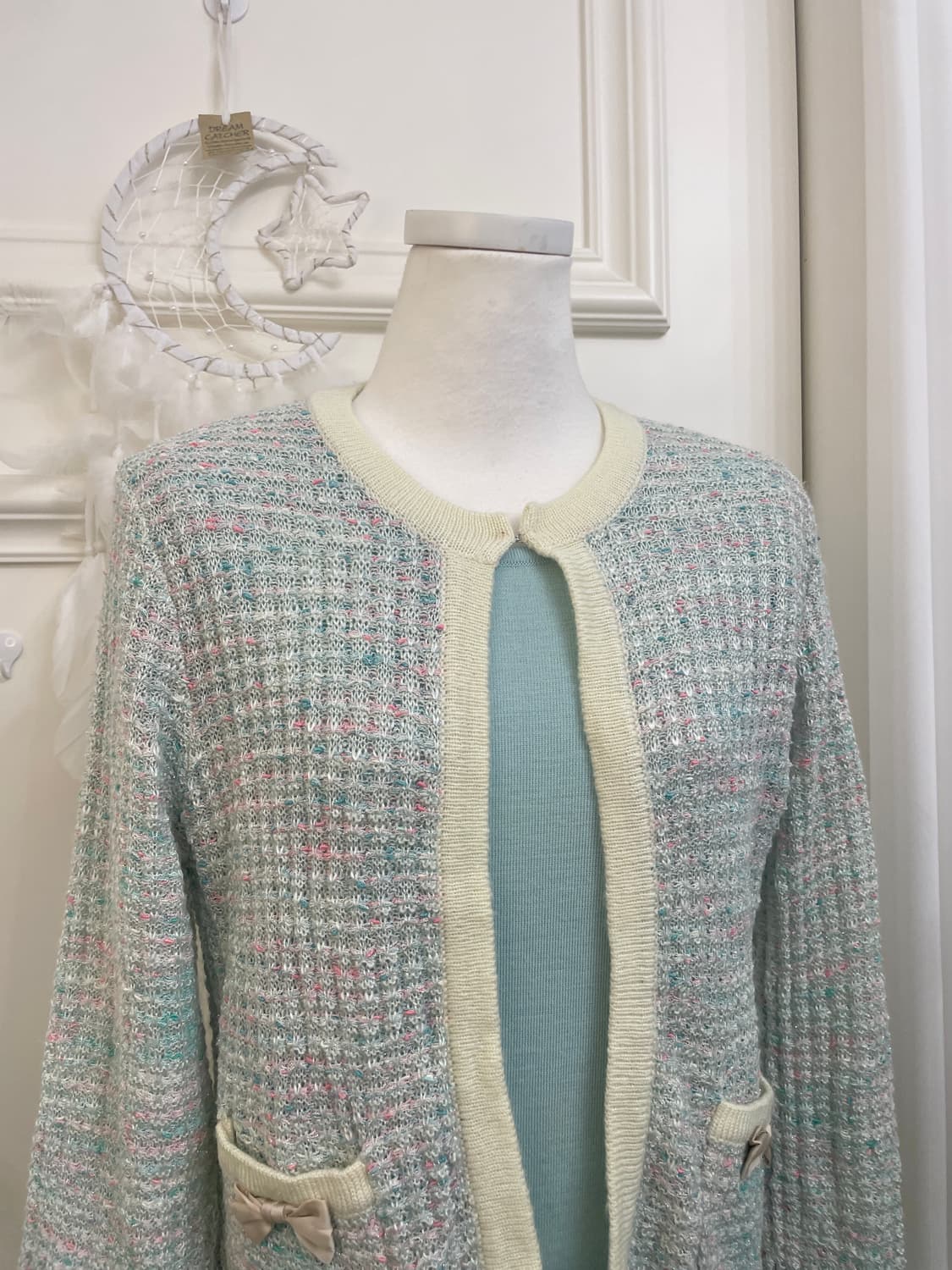 mint tweed bow point lovely cardigan 상품이미지7