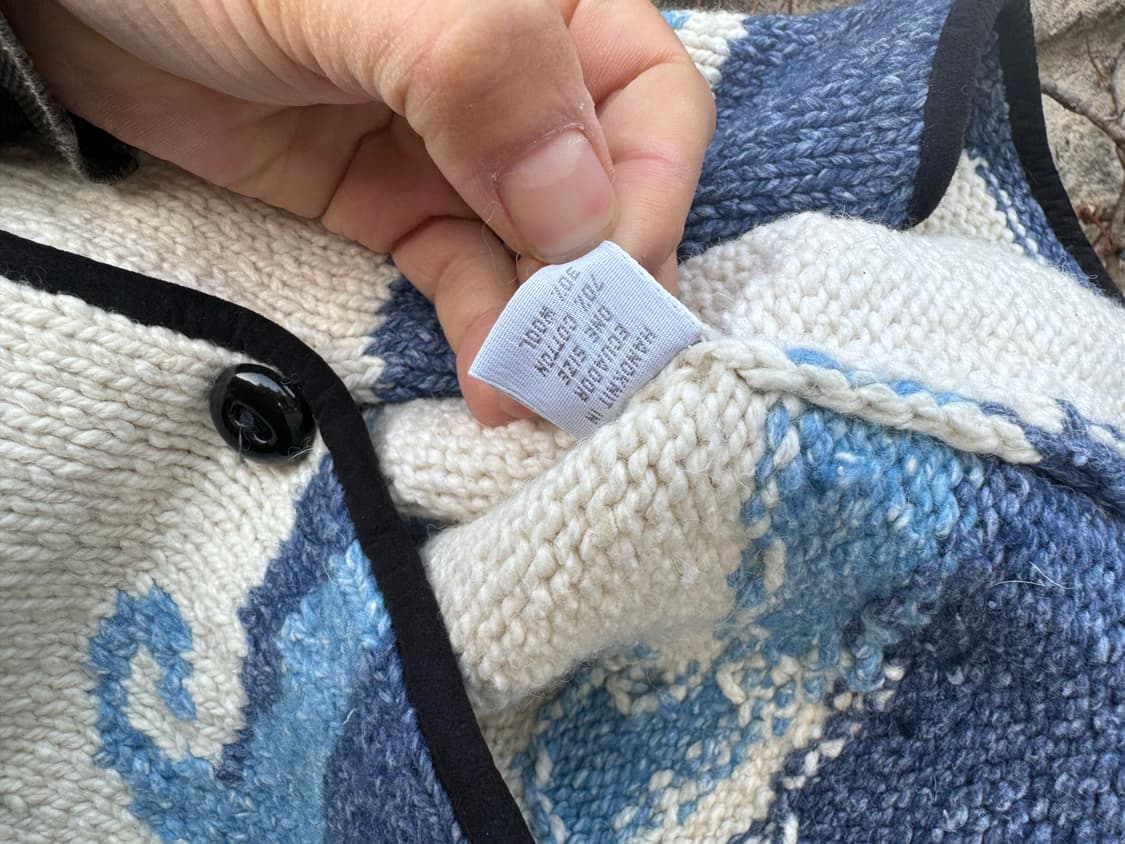 에콰도르 제작 고래 패턴 핸드 니트 가디건 상품이미지7