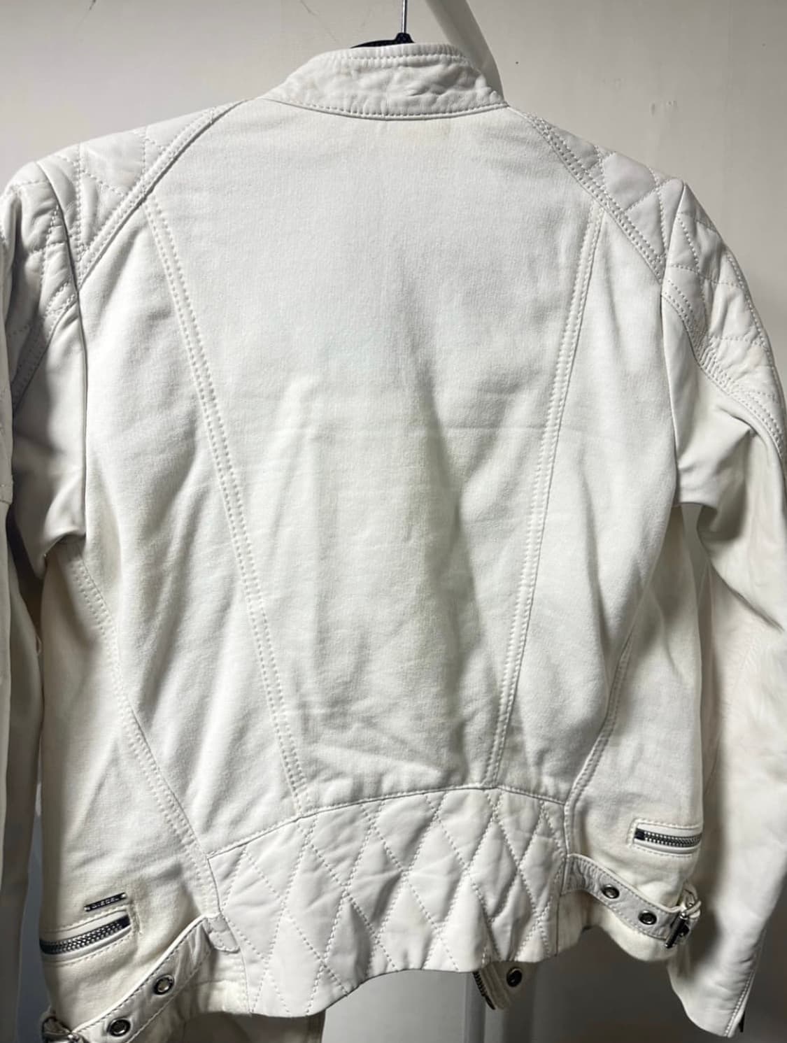 디젤 레더 퀄티드 레더 모토 자켓 화이트 상품이미지3