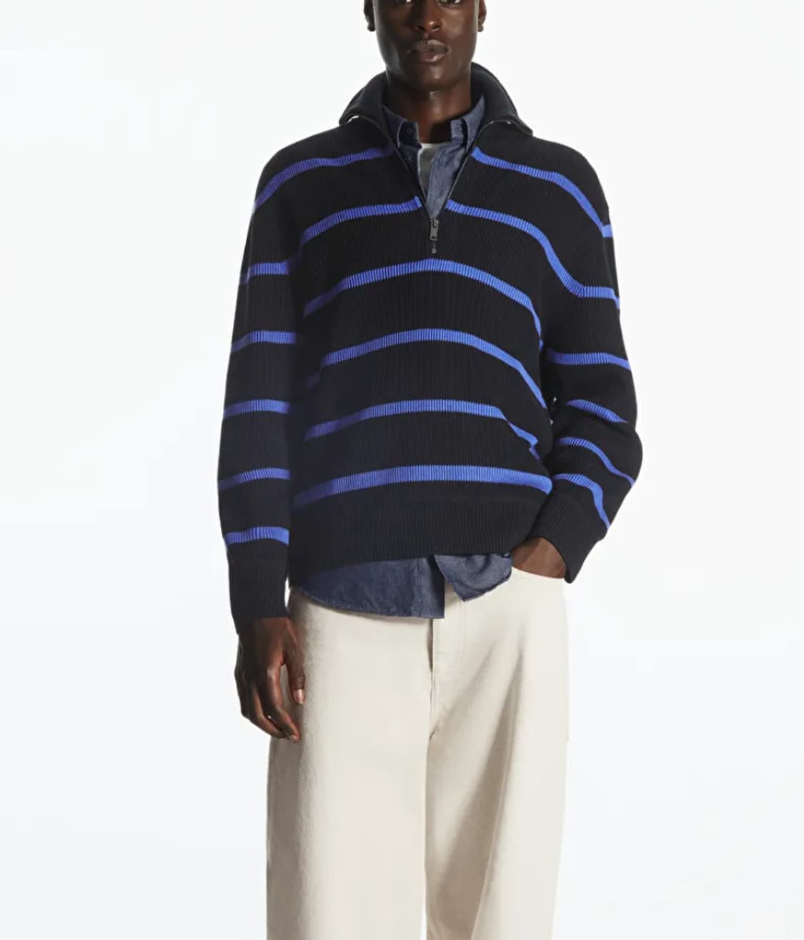 [S] COS 코스 스트라이프 니트 하프집업 상품이미지5